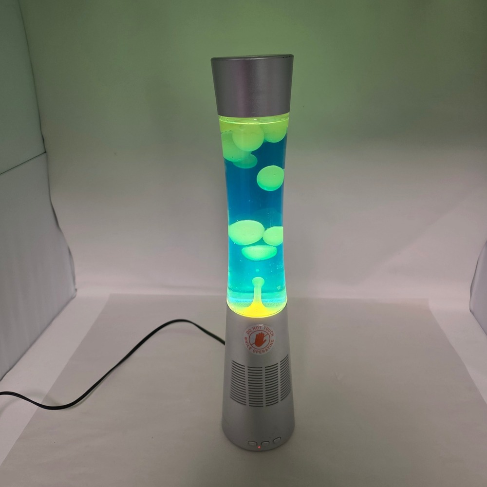 Sharper Image Lava Lamp Bluetooth Speaker SBT5005 Silver Blue Green Good